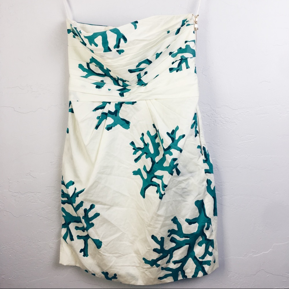 NWOT Moschino coral print strapless dress - Picture 3 of 6